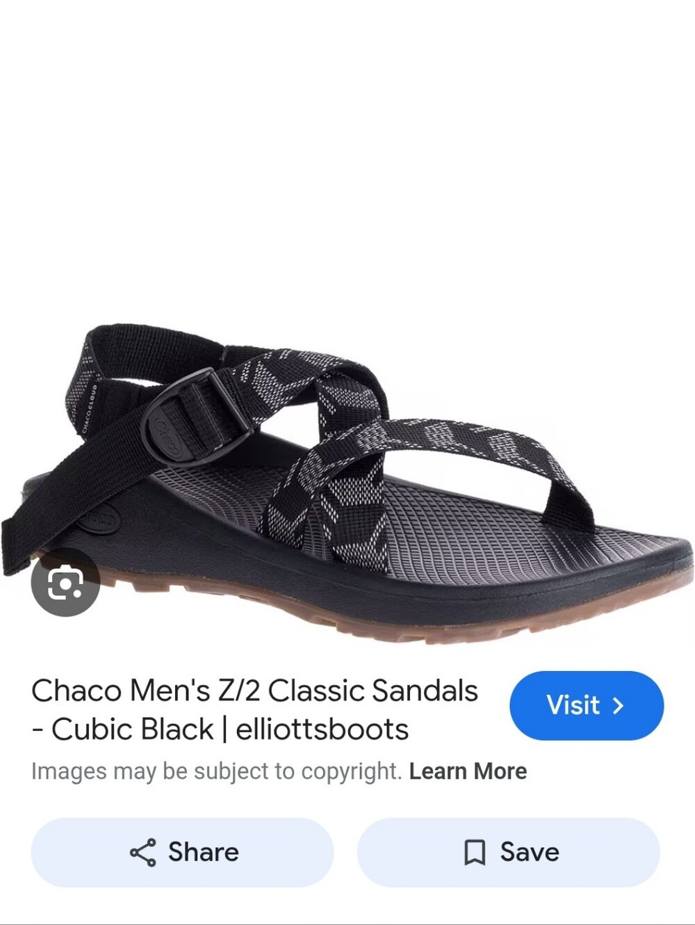Chaco Men's Z/2 Classic Sandals in Black with Contrasting Weave